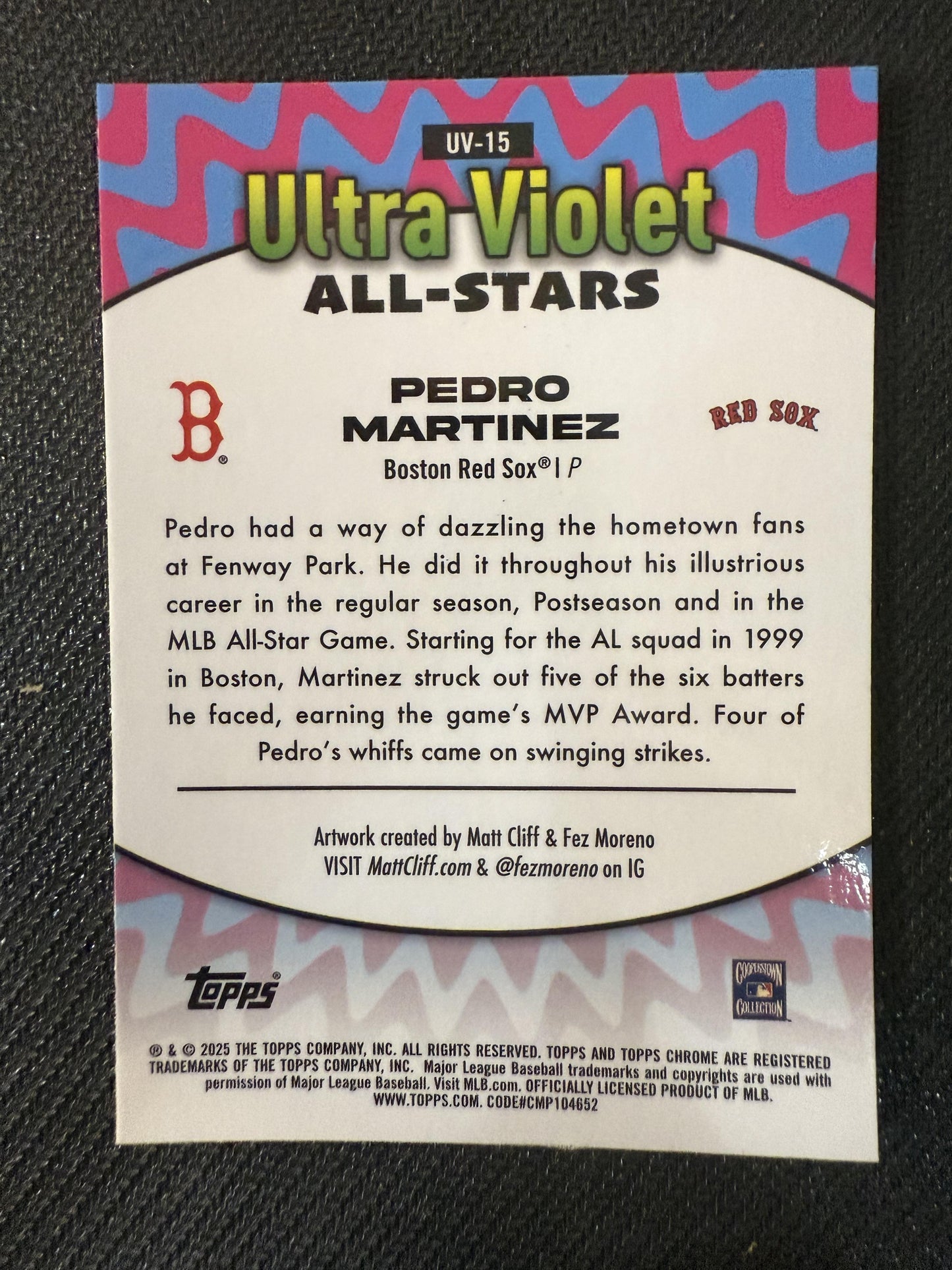 #UV-15 Pedro Martinez 2025 Topps Chrome Boston Red Sox Ultra Violet All-Stars