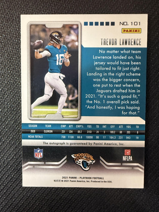 #101 Trevor Lawrence 2021 Panini Playbook Auto Jaguars Signatures Platinum