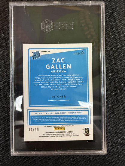 #RRS-ZG Zac Gallen 2020 Donruss Optic Auto /99 Rated Rookies Blue Mojo