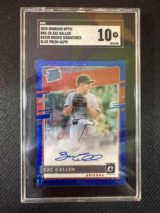 #RRS-ZG Zac Gallen 2020 Donruss Optic Auto /99 Rated Rookies Blue Mojo