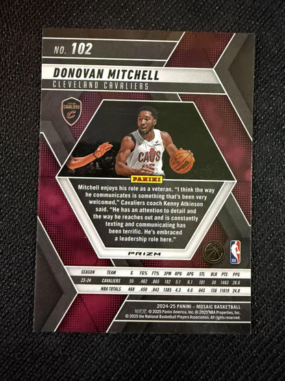 #102 Donovan Mitchell 2024-25 Panini Mosaic Cleveland Cavaliers sports Genesis
