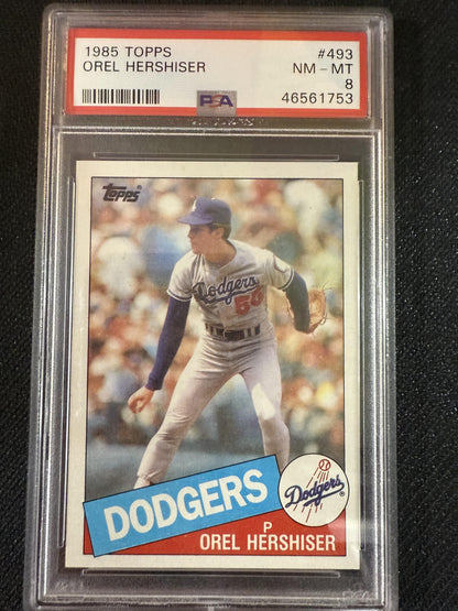 #493 Orel Hershiser 1985 Topps RC Rookie Los Angeles Dodgers sports