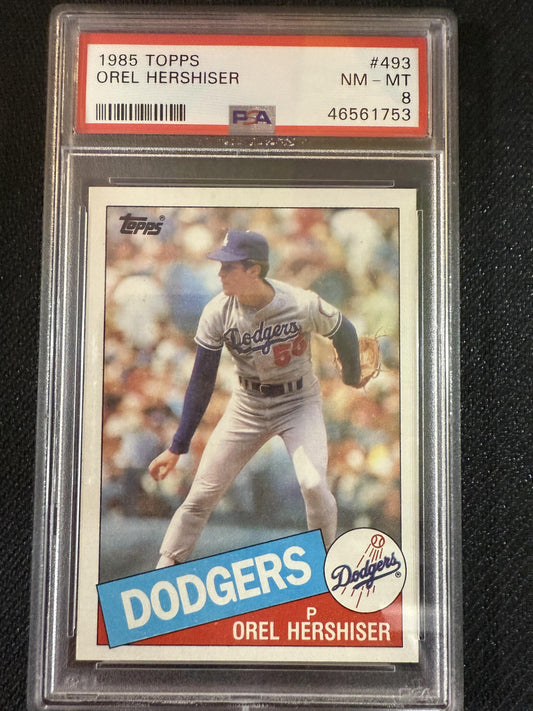 #493 Orel Hershiser 1985 Topps RC Rookie Los Angeles Dodgers sports