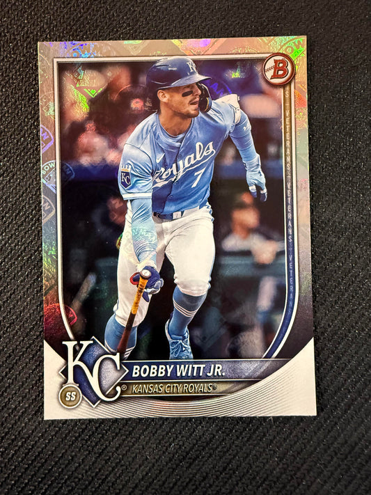#7 Bobby Witt Jr. 2025 Bowman Kansas City Royals sports Bowman Retro Logo Foil