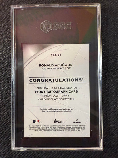 #CPA-RA Ronald Acuña Jr. 2024 Topps Chrome Black Auto Braves Ivory /50