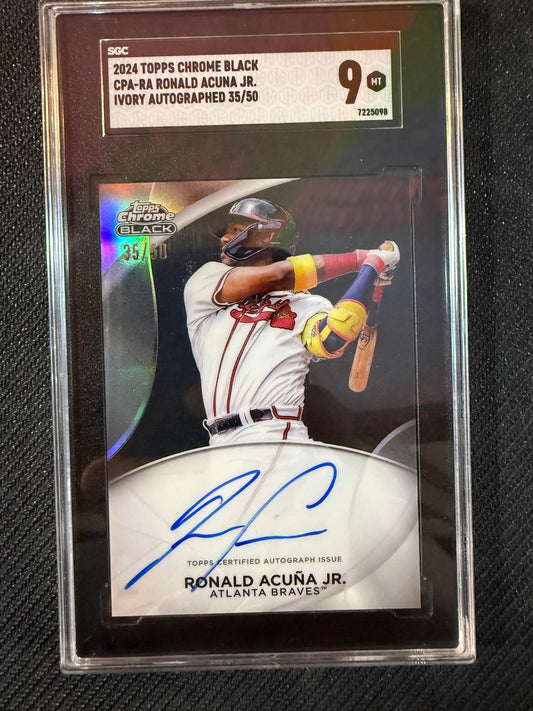 #CPA-RA Ronald Acuña Jr. 2024 Topps Chrome Black Auto Braves Ivory /50