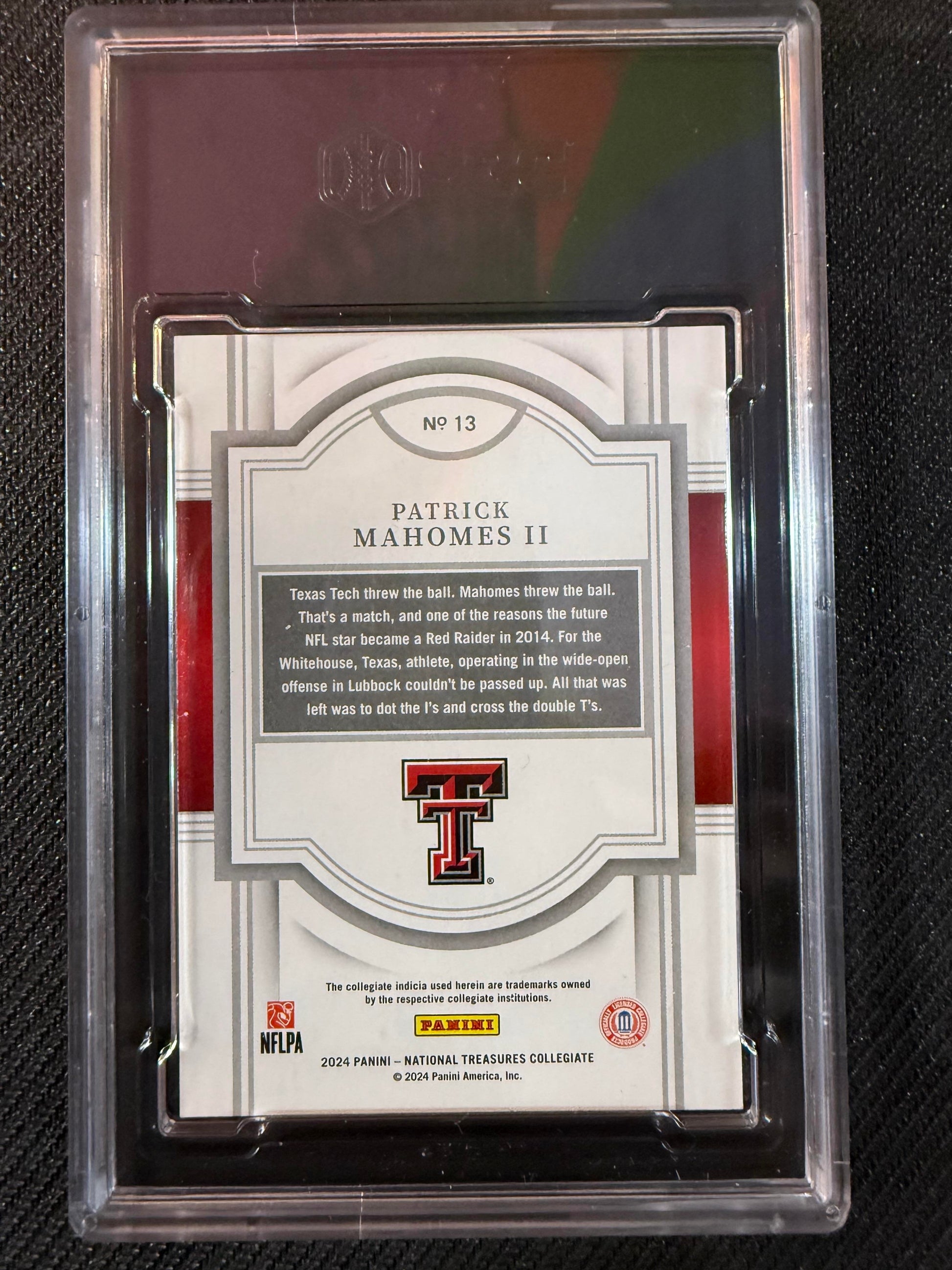 #13 Patrick Mahomes 2024 Panini National Treasures Collegiate /5 Emerald Century