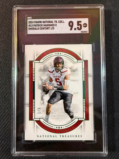#13 Patrick Mahomes 2024 Panini National Treasures Collegiate /5 Emerald Century