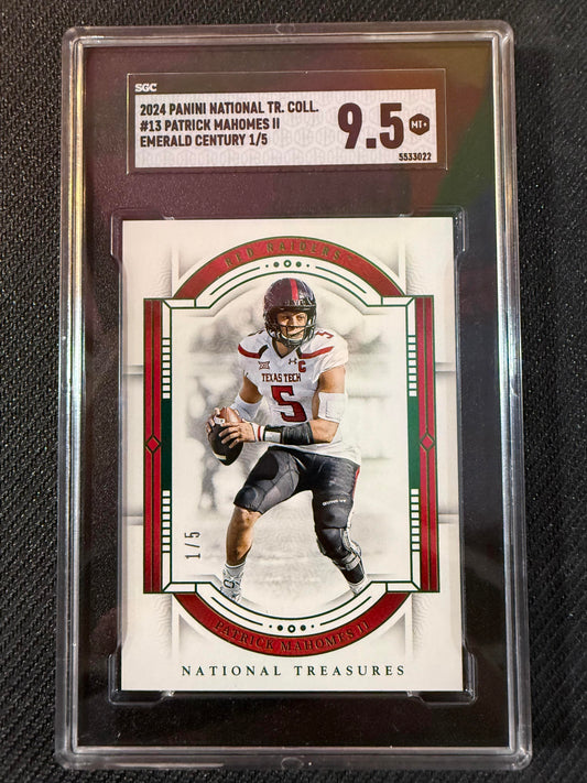 #13 Patrick Mahomes 2024 Panini National Treasures Collegiate /5 Emerald Century