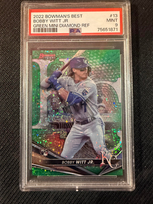 #13 Bobby Witt Jr. 2022 Bowman's Best SN #/99 Royals Green Mini-Diamond