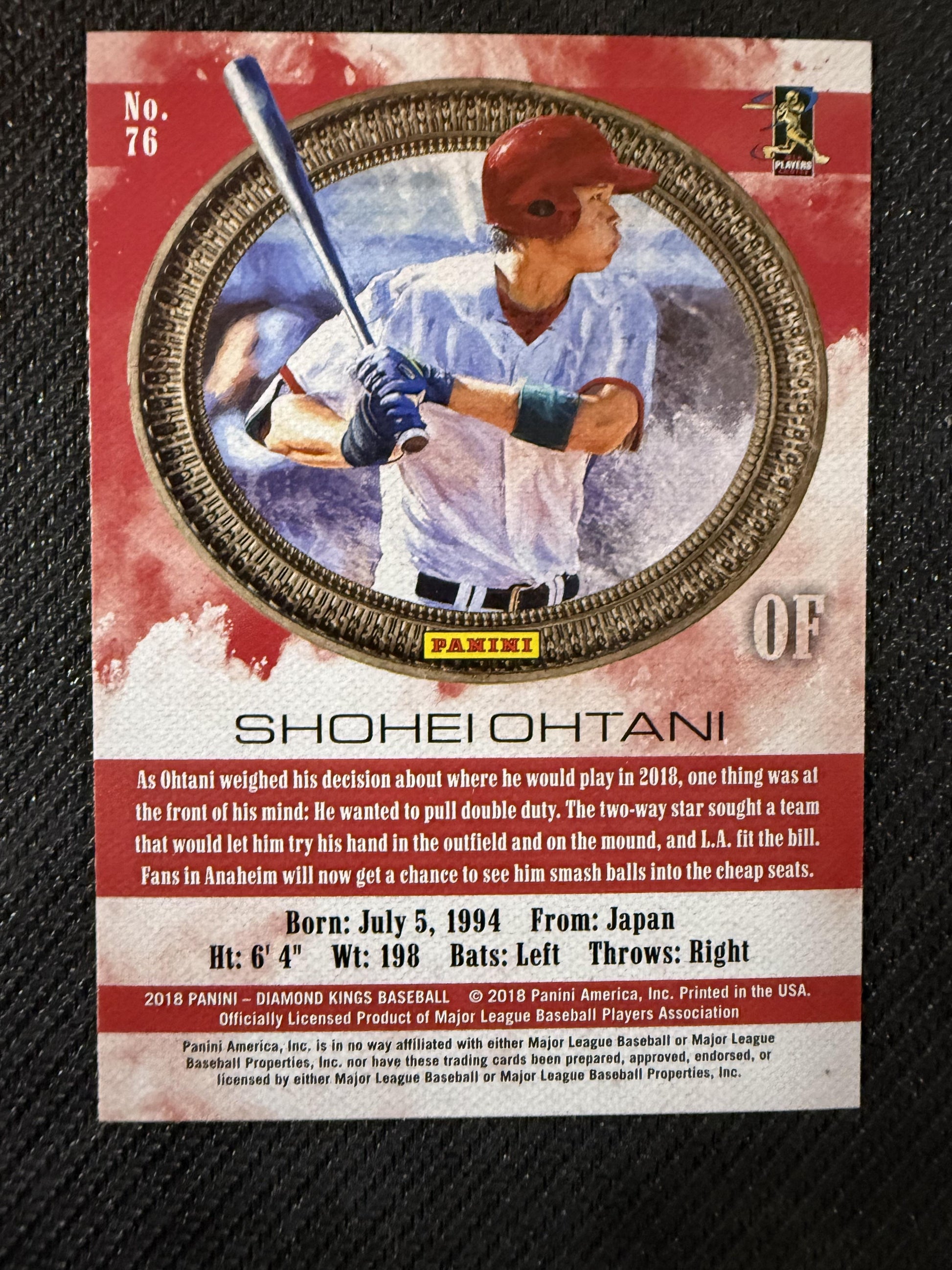 #76 Shohei Ohtani 2018 Panini Diamond Kings RC Rookie Los Angeles Angels sports