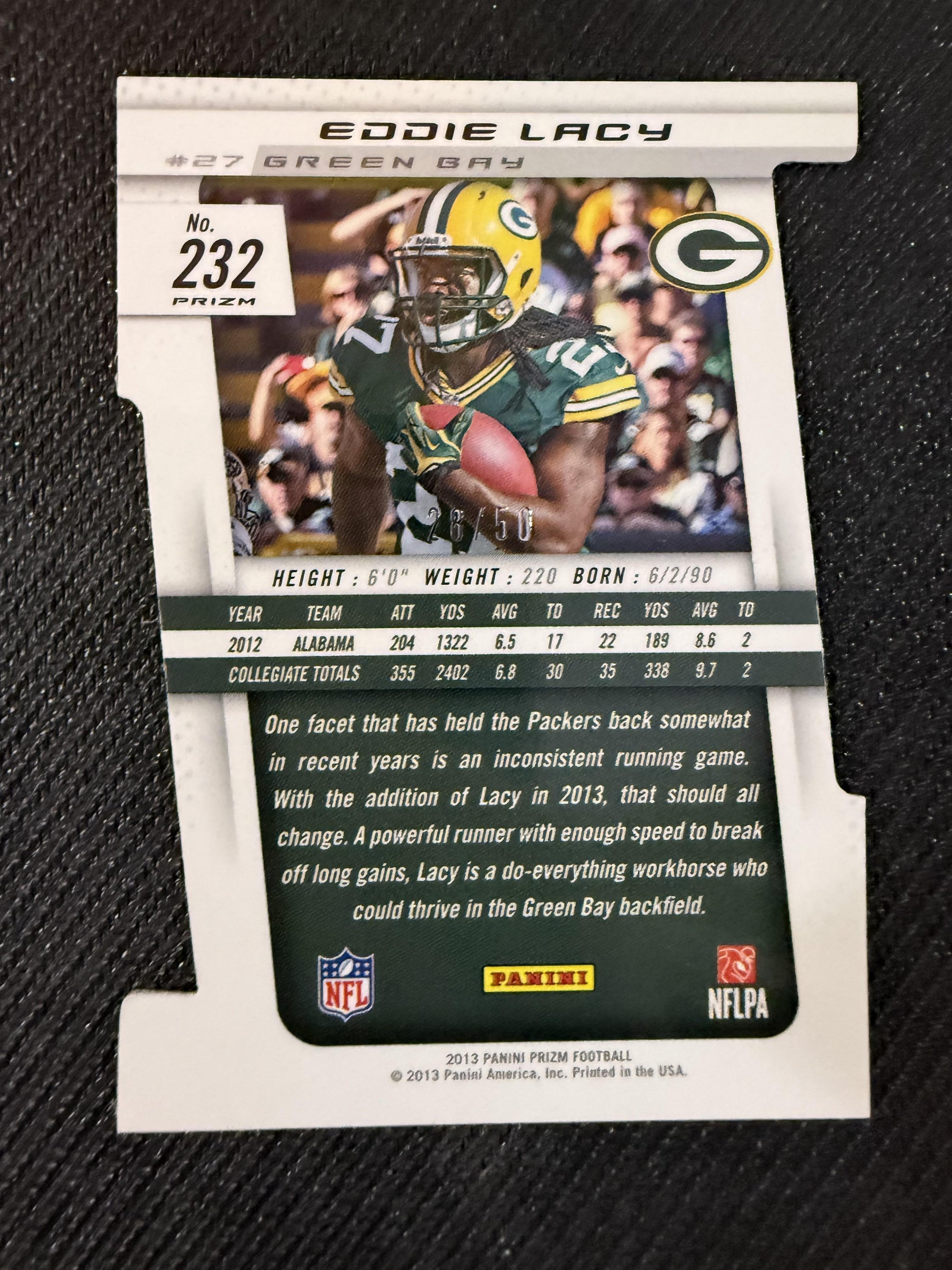 #232 Eddie Lacy 2013 Panini Prizm SN,RC Rookie /50 Packers Orange Die Cut