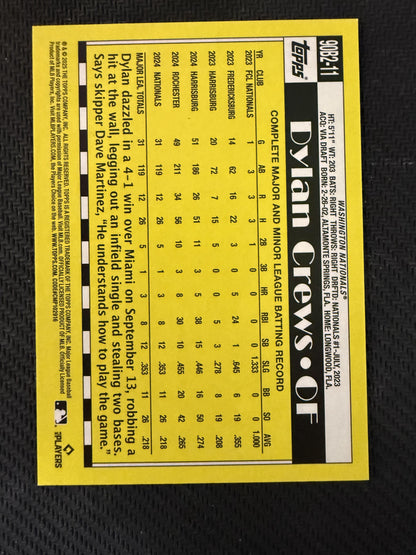 #90B2-11 Dylan Crews 2025 Topps SN #/50 Washington Nationals 1990 35th Gold