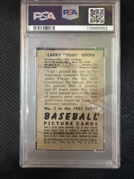 #1 Yogi Berra 1952 Bowman New York Yankees sports