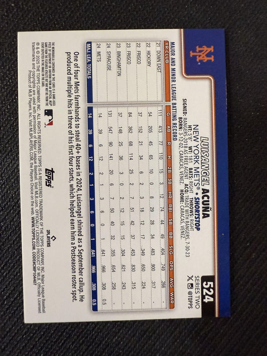 #524 Luisangel Acuña 2025 Topps /50 Mets Flagship Real One Relics Gold
