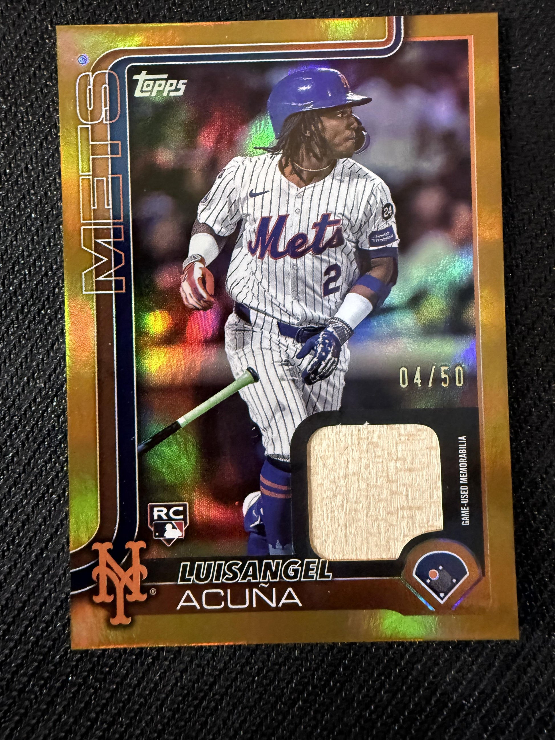 #524 Luisangel Acuña 2025 Topps /50 Mets Flagship Real One Relics Gold