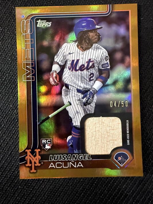 #524 Luisangel Acuña 2025 Topps /50 Mets Flagship Real One Relics Gold