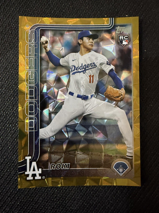 #558 Roki Sasaki 2025 Topps SN,RC Rookie #/50 Los Angeles Dodgers Gold Diamante