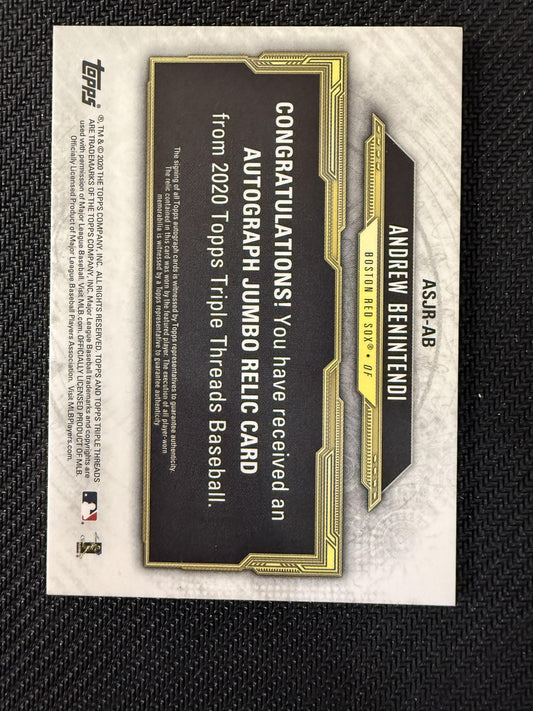 #ASJR-AB Andrew Benintendi 2020 Topps Triple Threads /25 Auto Relics Gold