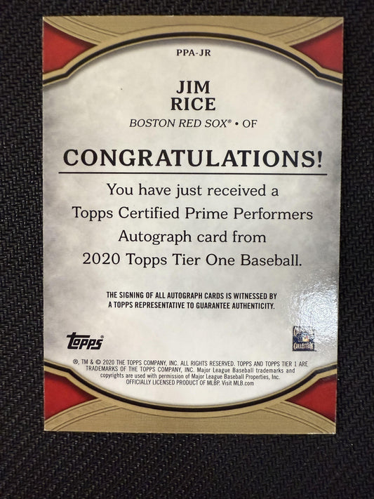 #PPA-JR Jim Rice 2020 Topps Tier One - Prime Performers Auto /299 Red Sox