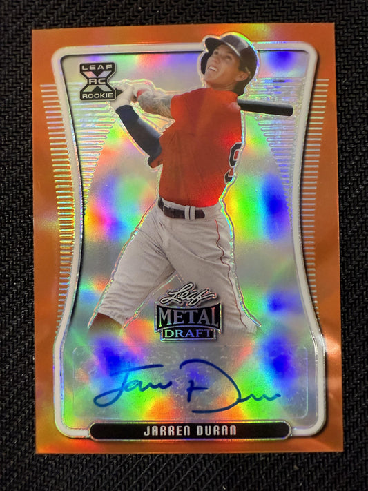#BA-JD3 Jarren Duran 2020 Leaf Metal Draft SN,AU Auto #/7 Twins Orange Rainbow