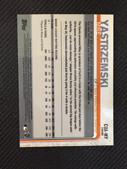 #CUA-MY Mike Yastrzemski 2019 Topps Chrome Update AU Auto San Francisco Giants