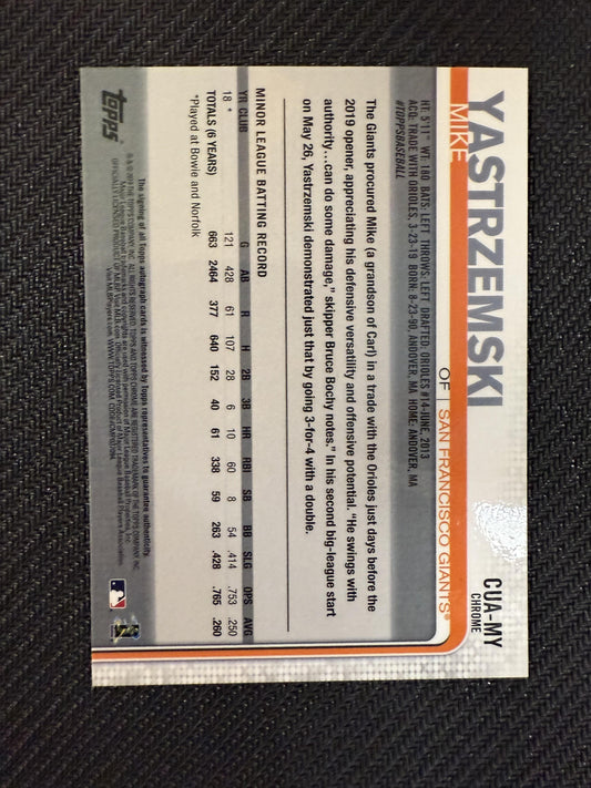 #CUA-MY Mike Yastrzemski 2019 Topps Chrome Update AU Auto San Francisco Giants