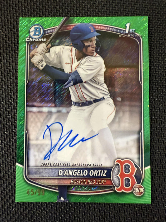 #CPA-DO D'Angelo Ortiz 2025 Bowman /99 Red Sox Chrome Auto Green Shimmer