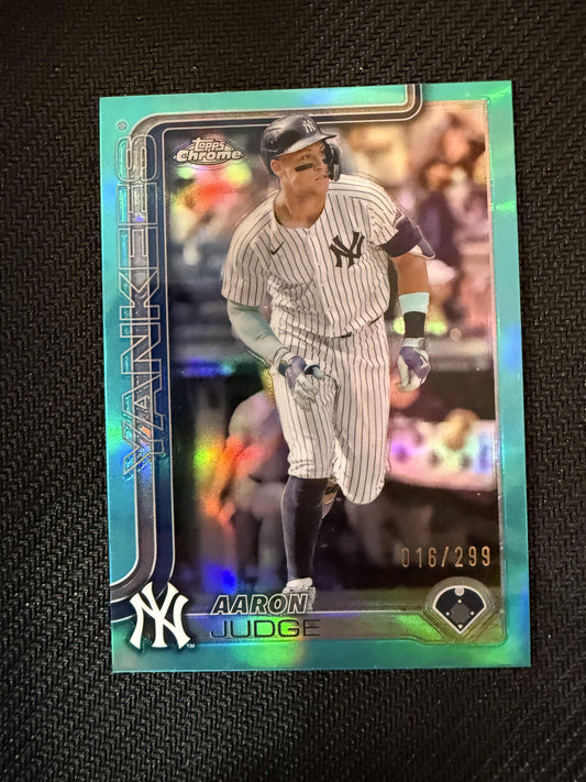 #99 Aaron Judge 2025 Topps Chrome SN #/299 New York Yankees Teal
