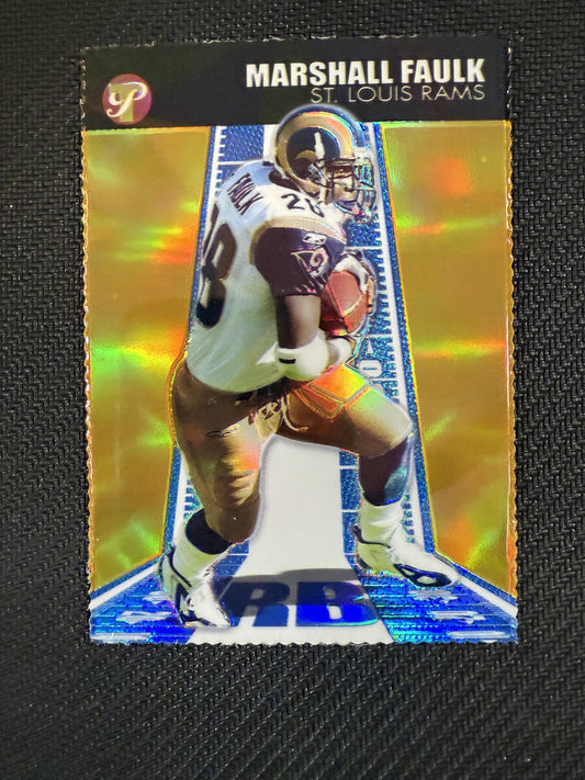 #34 Marshall Faulk 2004 Topps Pristine SN #/99 St. Louis Rams Gold Refractors