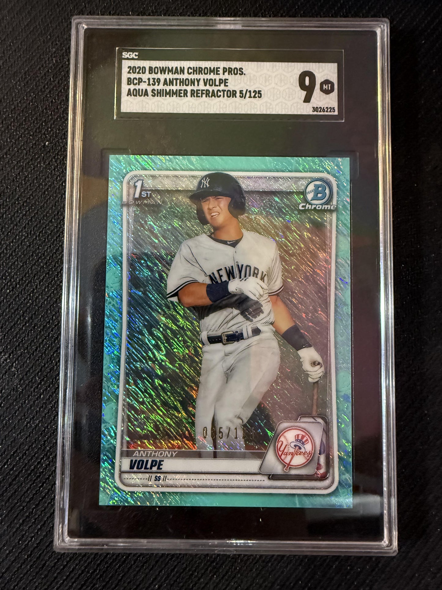 #BCP-139 Anthony Volpe 2020 Bowman SN #/125 New York Yankees Chrome Aqua Shimmer