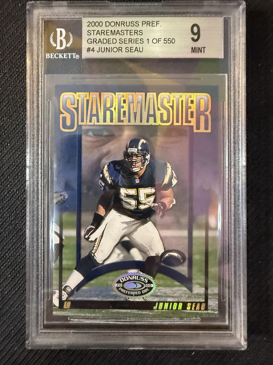 #SM-04 Junior Seau 2000 Donruss Preferred SN #/1500 Chargers Staremasters