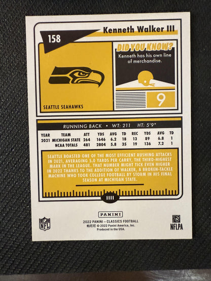 #158 Kenneth Walker III 2022 Panini Classics /25 Timeless Tributes Green