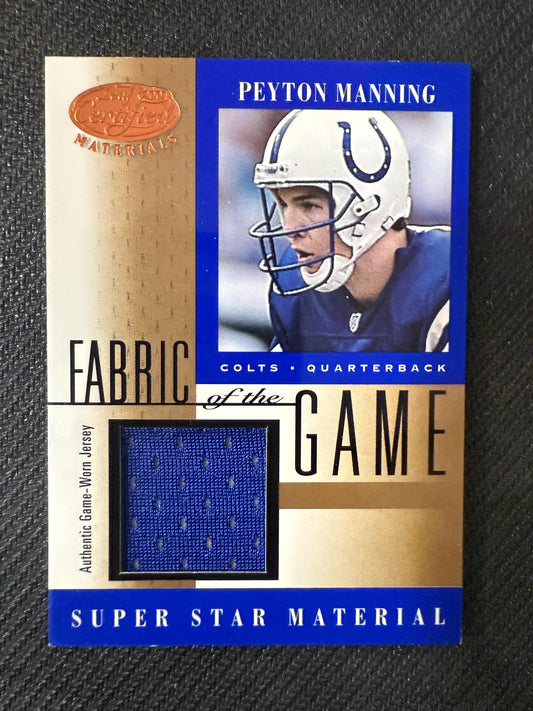 #FG-64 Peyton Manning 2001 Leaf Certified Materials Colts Fabric of the Game