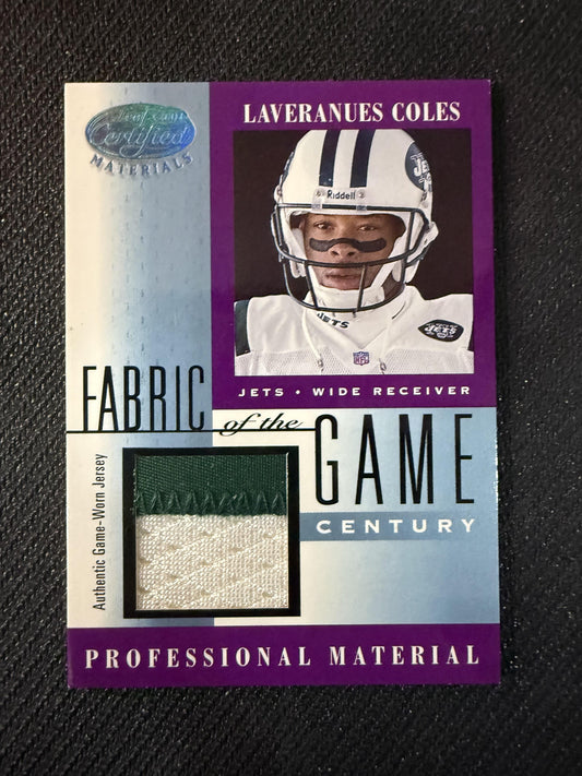 #FG-133 Laveranues Coles 2001 Leaf Certified Materials /21 Fabric of the Game