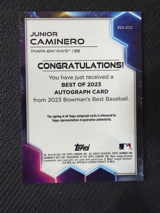 #B23-JCO Junior Caminero 2023 Bowman's Best AU Auto Tampa Bay Rays Best of 2023