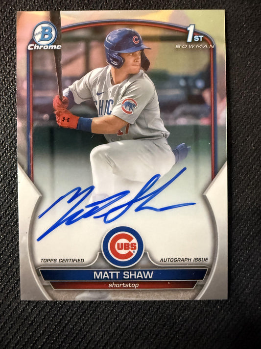 #CDA-MS Matt Shaw 2023 Bowman Draft AU Auto Chicago Cubs