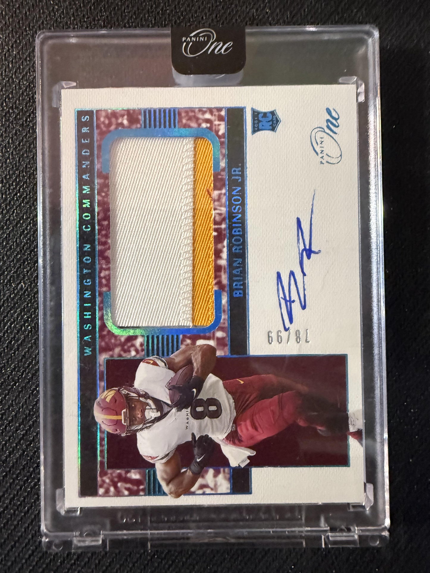 #28 Brian Robinson Jr. 2022 Panini One Auto /99 Commanders Blue