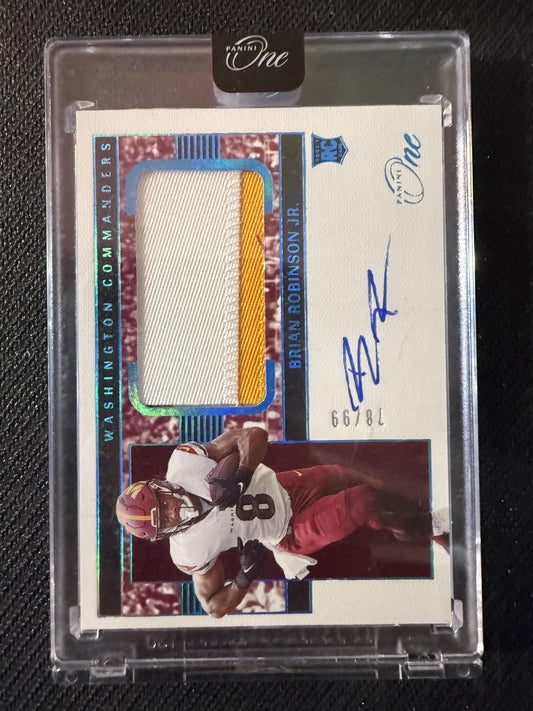 #28 Brian Robinson Jr. 2022 Panini One Auto /99 Commanders Blue