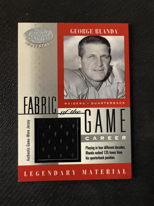 #FG-16 George Blanda 2001 Leaf Certified Materials /135 Fabric of the Game