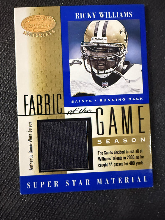 #FG-67 Ricky Williams 2001 Leaf Certified Materials /248 Fabric of the Game