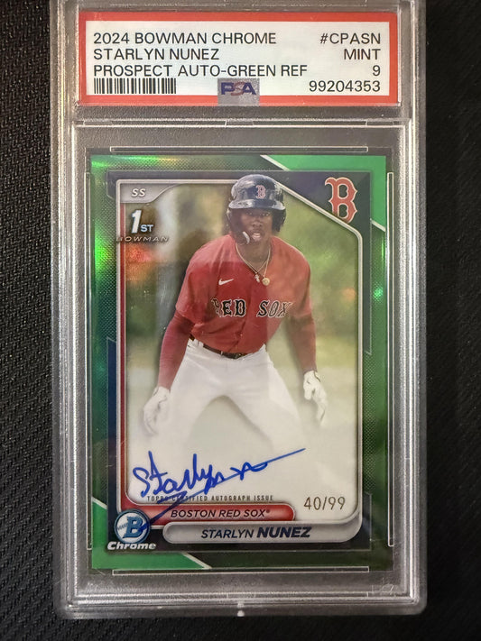 #CPA-SN Starlyn Nunez 2024 Bowman Chrome SN,AU Auto #/99 Red Sox Prospects Green
