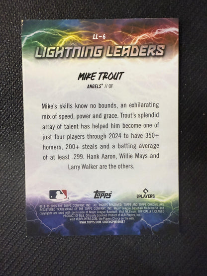 #LL-6 Mike Trout 2025 Topps Chrome Los Angeles Angels sports Lightning Leaders