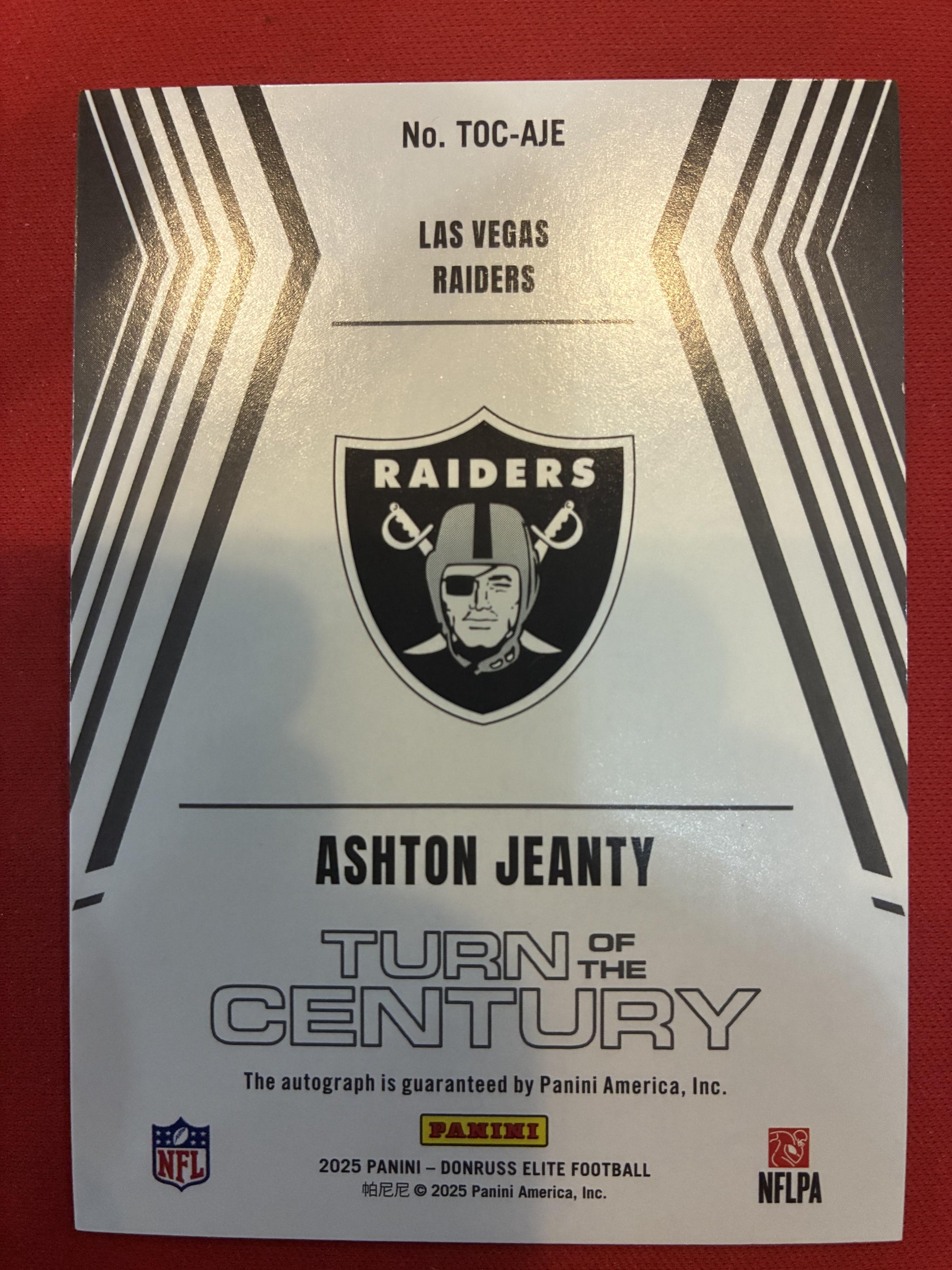 #TOC-AJE Ashton Jeanty 2025 Donruss Elite Auto /499 Raiders Turn of the Century