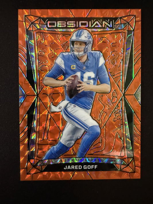 #64 Jared Goff 2024 Panini Obsidian SN #/24 Detroit Lions sports Orange