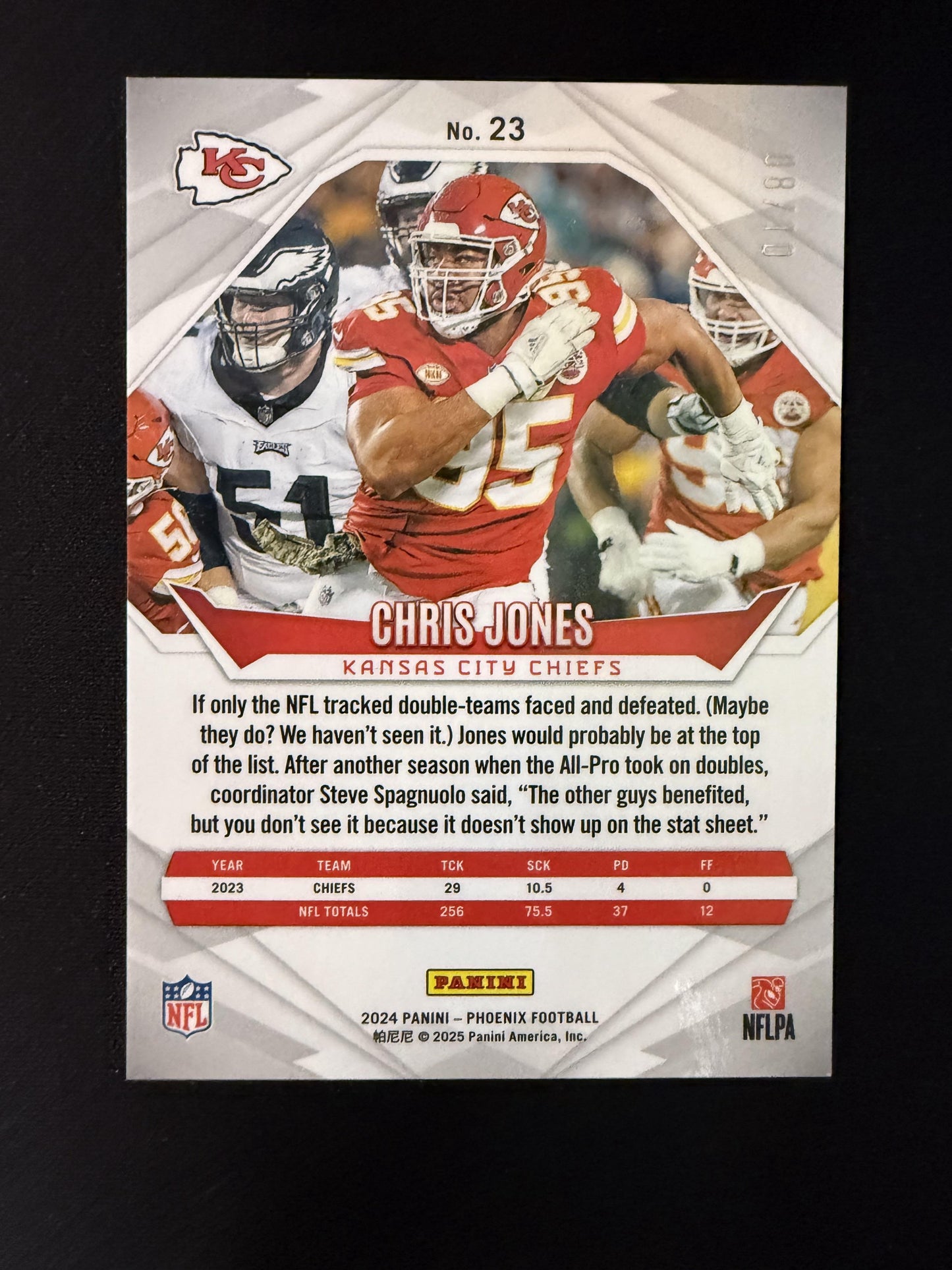 #23 Chris Jones 2024 Panini Phoenix SN #/10 Kansas City Chiefs sports ColorBurst