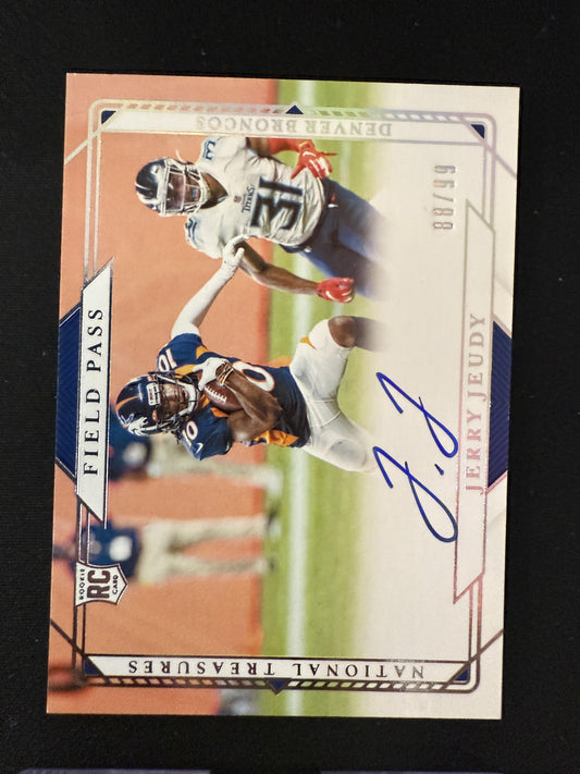 #FP-JJ Jerry Jeudy 2020 Panini National Treasures Auto /99 Signatures Field Pass