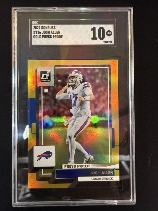 #64 Josh Allen 2022 Donruss Buffalo Bills sports Gold Press Proof