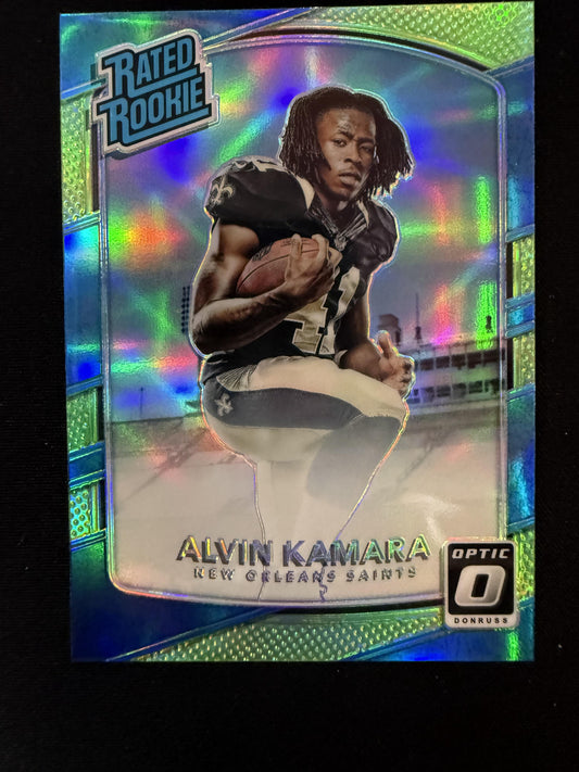 #199 Alvin Kamara 2017 Donruss Optic RC Rookie New Orleans Saints sports Lime