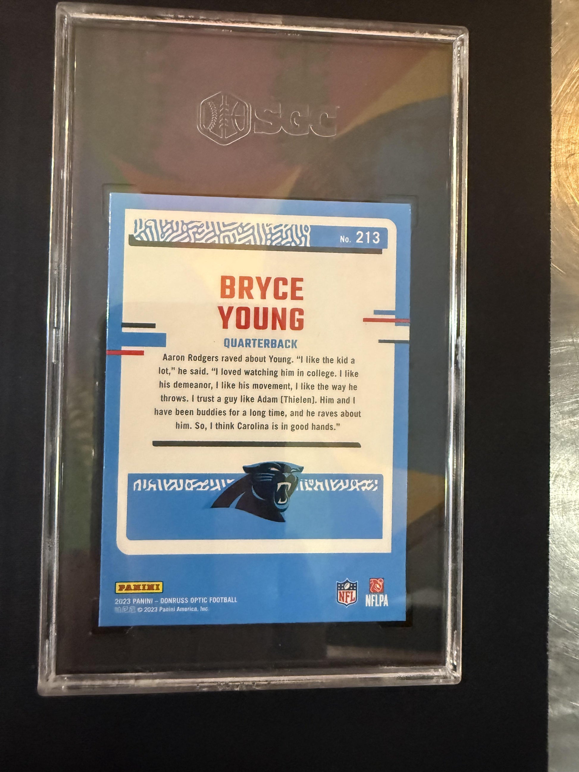 #213 Bryce Young 2023 Donruss Optic RC Rookie Carolina Panthers sports